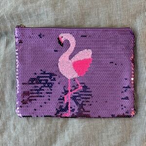 Sequin Flamingo Cosmetic Pouch